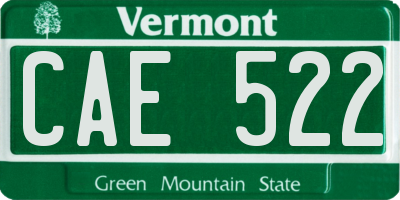 VT license plate CAE522