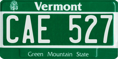 VT license plate CAE527