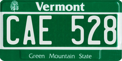 VT license plate CAE528