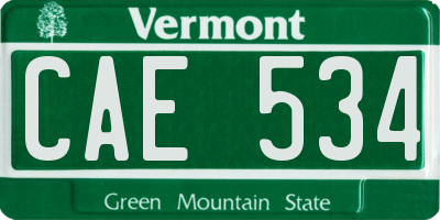 VT license plate CAE534