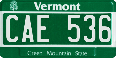 VT license plate CAE536