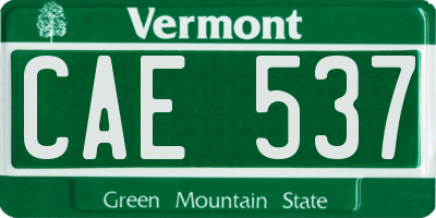 VT license plate CAE537