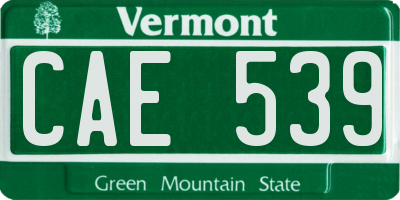 VT license plate CAE539
