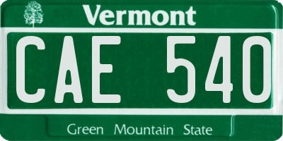 VT license plate CAE540
