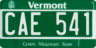 VT license plate CAE541