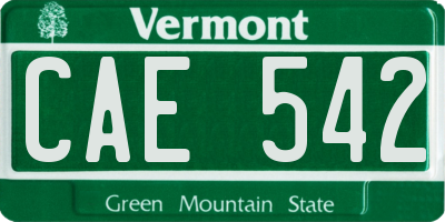 VT license plate CAE542