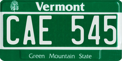 VT license plate CAE545