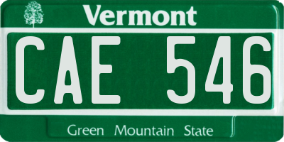 VT license plate CAE546