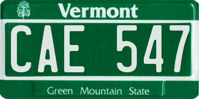 VT license plate CAE547