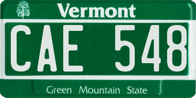 VT license plate CAE548