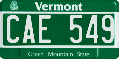 VT license plate CAE549
