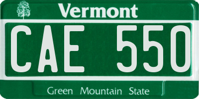 VT license plate CAE550
