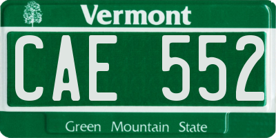 VT license plate CAE552
