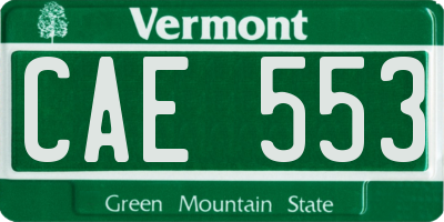 VT license plate CAE553
