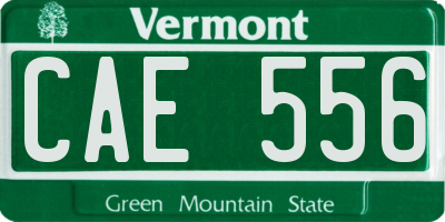 VT license plate CAE556