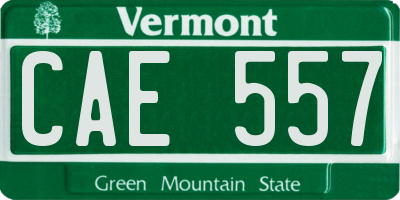 VT license plate CAE557