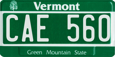 VT license plate CAE560