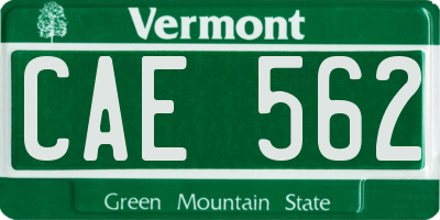 VT license plate CAE562