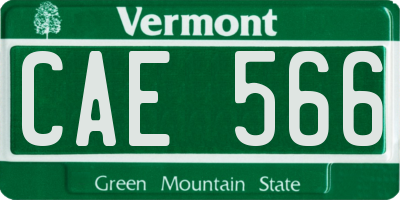VT license plate CAE566