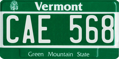 VT license plate CAE568