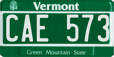 VT license plate CAE573