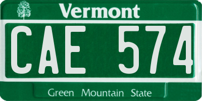 VT license plate CAE574