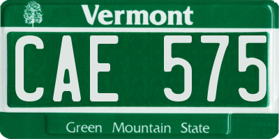 VT license plate CAE575
