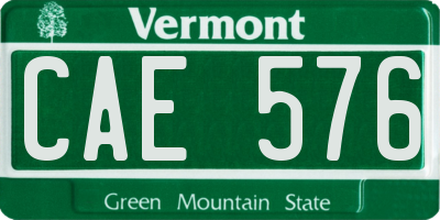 VT license plate CAE576
