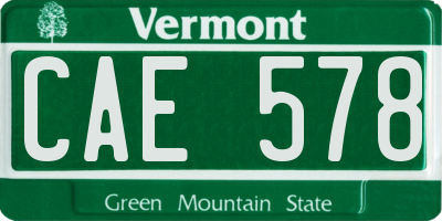VT license plate CAE578