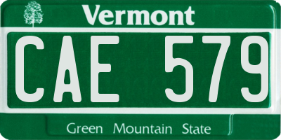 VT license plate CAE579