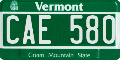 VT license plate CAE580
