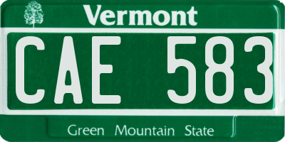 VT license plate CAE583