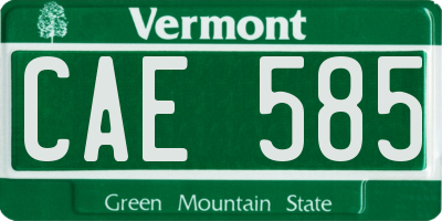 VT license plate CAE585
