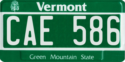 VT license plate CAE586