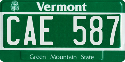 VT license plate CAE587