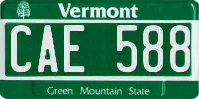 VT license plate CAE588