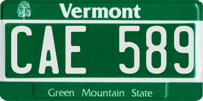 VT license plate CAE589