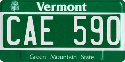VT license plate CAE590
