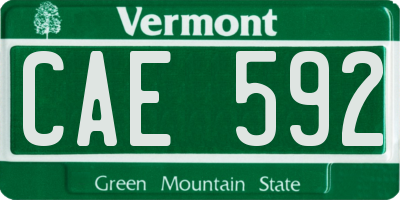 VT license plate CAE592