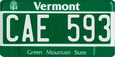 VT license plate CAE593
