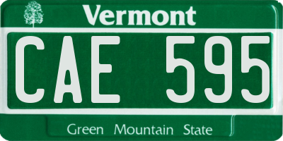 VT license plate CAE595
