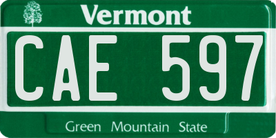 VT license plate CAE597