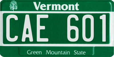 VT license plate CAE601