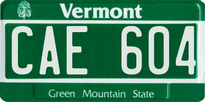 VT license plate CAE604