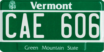 VT license plate CAE606