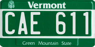 VT license plate CAE611