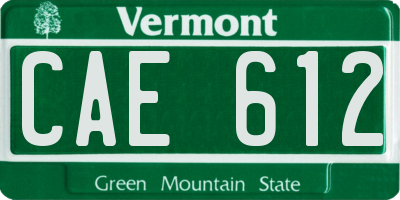 VT license plate CAE612