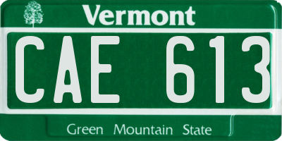 VT license plate CAE613