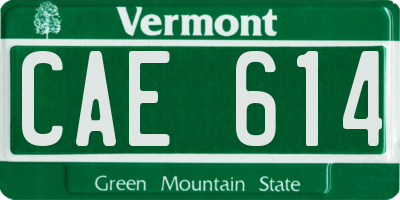 VT license plate CAE614