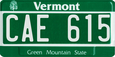 VT license plate CAE615